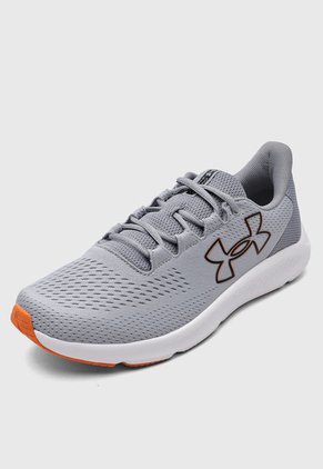 Tenis Running Gris-Blanco-Naranja UNDER ARMOUR Charged Pursuit 3 Big Logo