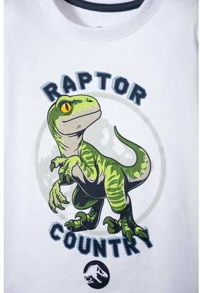 Conjunto De Jurassic World Blanco Y Azul De Pantalón Largo Para Niño 2T A 5T 4T