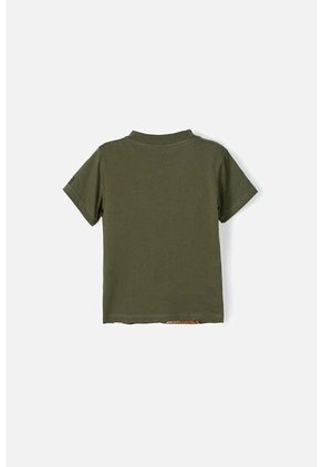 Camiseta De Jurassic Manga Corta Verde Militar Para Niño 2T A 5T 5T