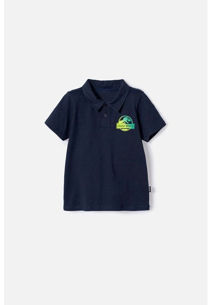 Camiseta Tipo Polo De Jurassic World Azul Oscura Niño 2T A 5T 3T