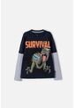 Camiseta De Jurassic World Manga Larga Azul Para Niño 14 de Universal