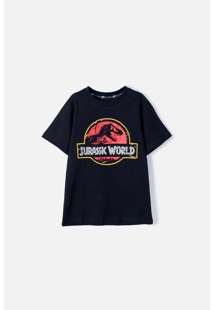 Camiseta De Jurassic World Manga Corta Negra Para Niño 12