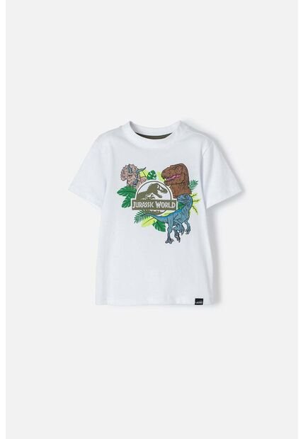 Camiseta De Jurassic World Blanca Manga Corta Para Niño 2T A 5T 4T