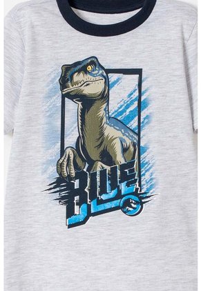 Pijama De Jurassic World Gris Y Azul De Camiseta Manga Corta Para Niño 2T A 5T 4T