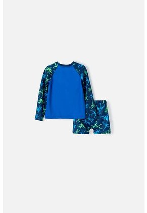 Conjunto De Baño De Jurassic Wold Manga Larga Azul Para Niño 2T A 5T 4T