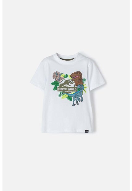 Camiseta De Jurassic World Blanca Manga Corta Para Niño 2T A 5T 5T