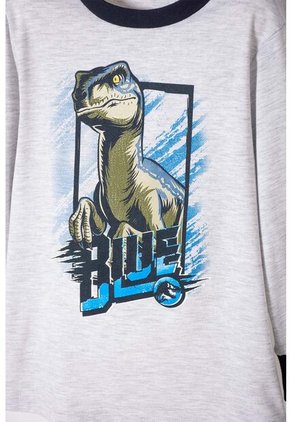 Pijama De Jurassic World Gris Y Azul De Pantalón Largo Para Niño 2T A 5T 2T