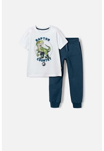 Conjunto De Jurassic World Blanco Y Azul De Pantalón Largo Para Niño 2T A 5T 5T Universal