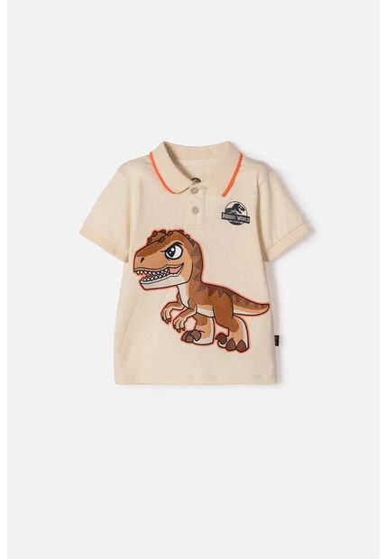 Camiseta Tipo Polo Jurassic World Manga Corta Almendra Para Niño 2T A 6T 3T