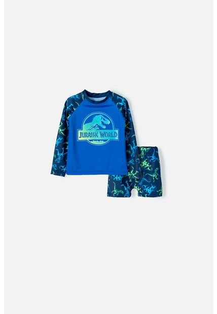 Conjunto De Baño De Jurassic Wold Manga Larga Azul Para Niño 2T A 5T 3T
