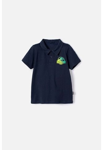 Camiseta Tipo Polo De Jurassic World Azul Oscura Niño 2T A 5T 4T Universal