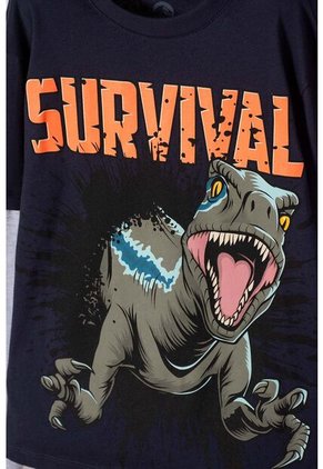 Camiseta De Jurassic World Manga Larga Azul Para Niño 8
