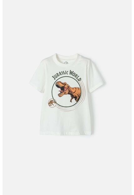 Camiseta De Jurassic World Manga Corta Marfil Para Niño 2T A 5T 5T