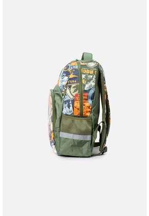 Morral De Jurassic 16.5"  Verde Y Naranja Para Niño U