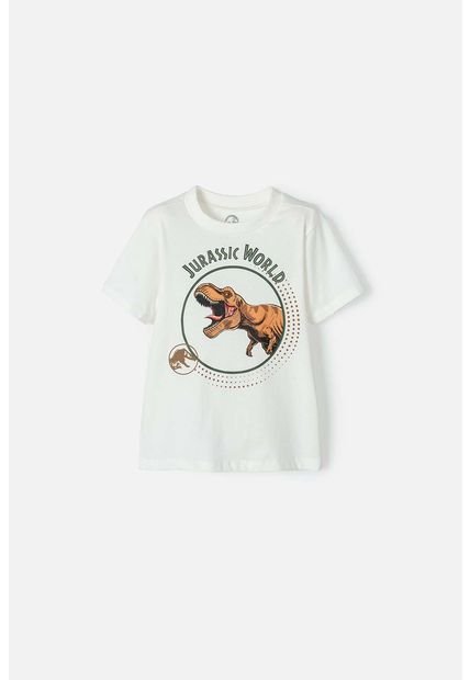 Camiseta De Jurassic World Manga Corta Marfil Para Niño 2T A 5T 3T