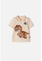 Camiseta Tipo Polo Jurassic World Manga Corta Almendra Para Niño 2T A 6T 4T de Universal