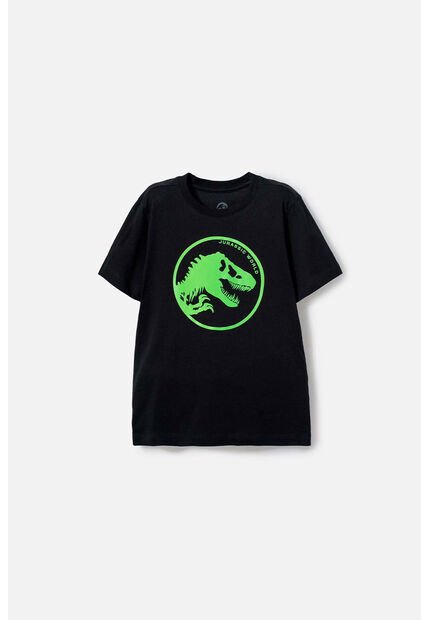 Camiseta De Jurassic World Negra Manga Corta Estampada Para Niño 8