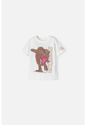 Camiseta De Jurassic Manga Corta Blanca Para Niño 2T A 5T 3T