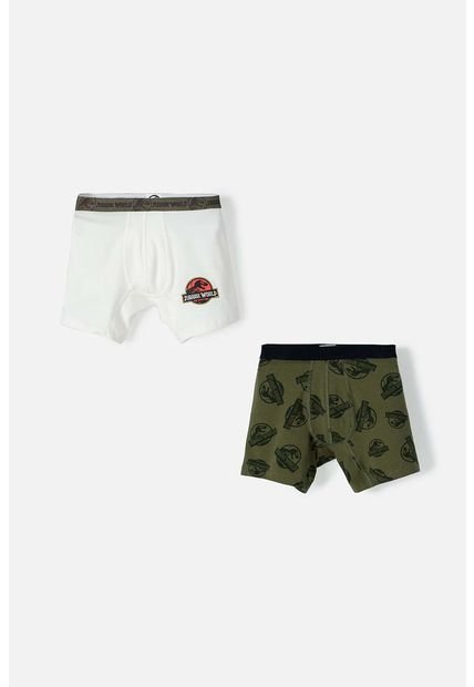 Pack X2 Boxer De Jurassic World Marfil Y Verde Para Niño 10