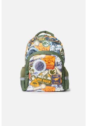 Morral De Jurassic 16.5" Verde Y Naranja Para Niño U
