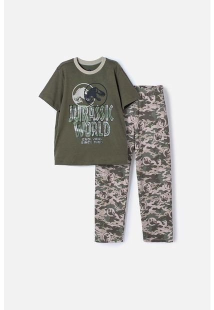 Pijama De Jurassic World Verde De Camiseta Manga Corta Para Niño 10