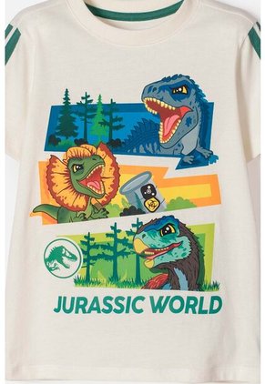 Camiseta De Jurassic World Manga Corta Marfil Para Niño 2T A 6T 3T