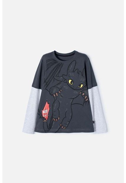 Camiseta Cómo Entrenar A Tu Dragón Gris Manga Larga Para Niño 10