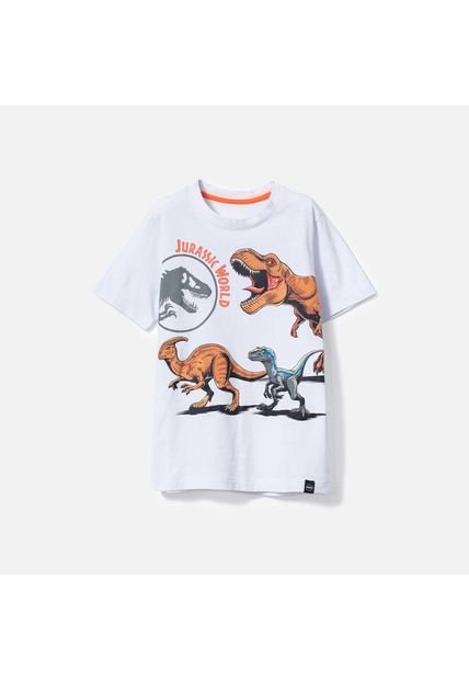 Camiseta Blanca Manga Corta De Jurassic World Para Niño  - Mic 6