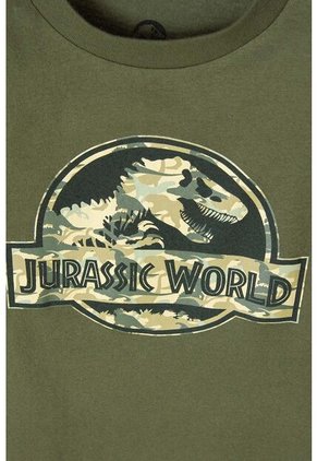 Camiseta De Jurassic World Manga Corta Verde Militar Para Niño 6