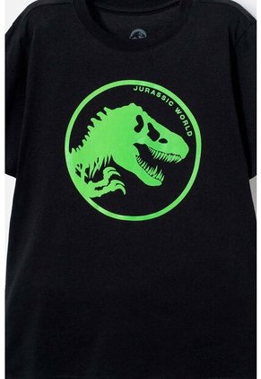 Camiseta De Jurassic World Negra Manga Corta Estampada Para Niño 8