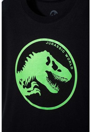 Camiseta De Jurassic World Negra Manga Corta Estampada Para Niño 8