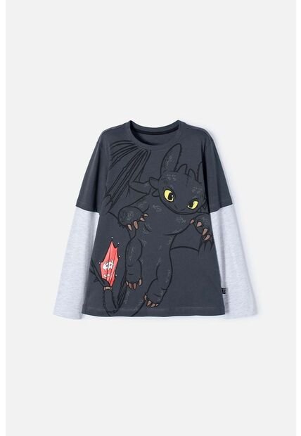 Camiseta Cómo Entrenar A Tu Dragón Gris Manga Larga Para Niño 10