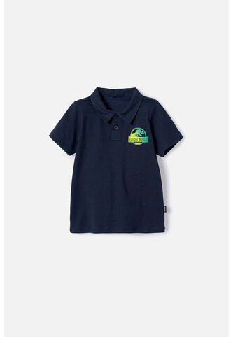 Camiseta Tipo Polo De Jurassic World Azul Oscura Niño 2T A 5T 5T Universal