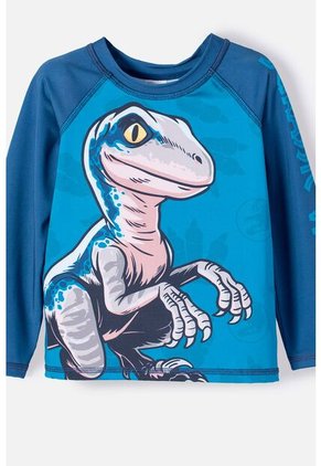 Conjunto De Baño De Jurassic World Azul De Camiseta Manga Larga Para Niño 2T A 5T 3T