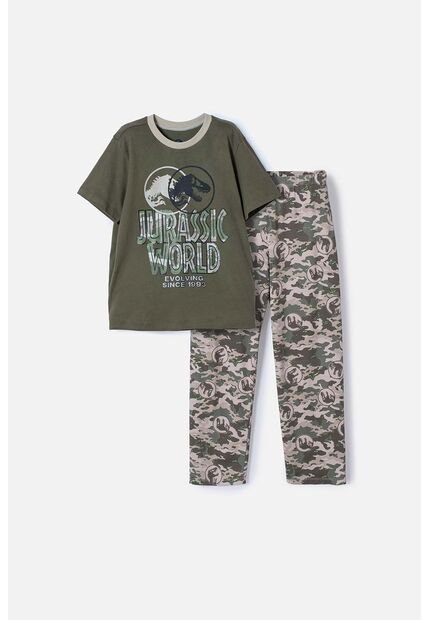 Pijama De Jurassic World Verde De Camiseta Manga Corta Para Niño 4