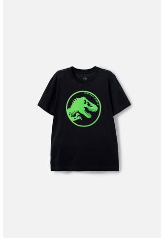 Camiseta De Jurassic World Negra Manga Corta Estampada Para Niño 12 Universal