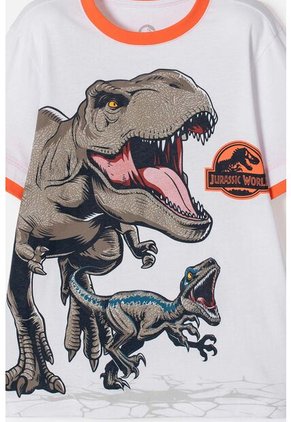 Camiseta De Jurassic World Manga Corta Blanco Para Niño 6