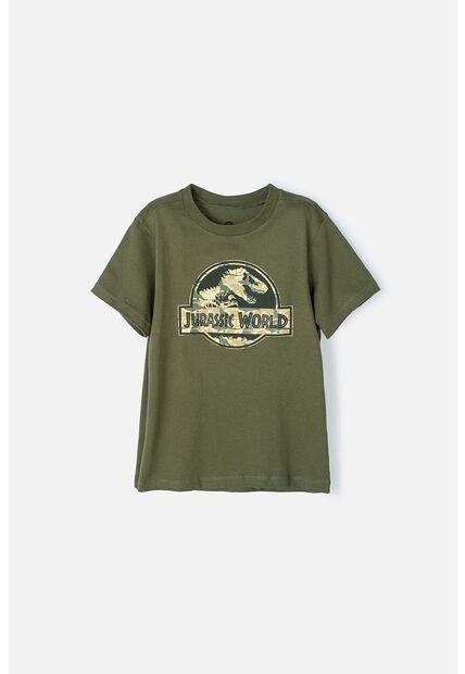 Camiseta De Jurassic World Manga Corta Verde Militar Para Niño 4
