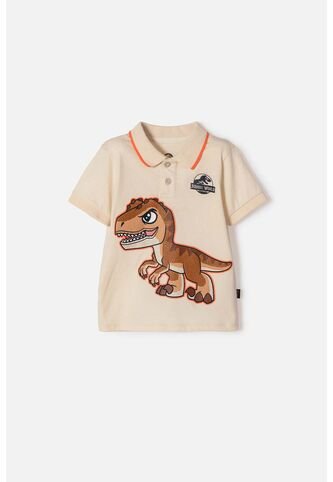 Camiseta Tipo Polo Jurassic World Manga Corta Almendra Para Niño 2T A 6T 4T Universal