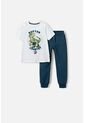 Conjunto De Jurassic World Blanco Y Azul De Pantalón Largo Para Niño 2T A 5T 3T de Universal