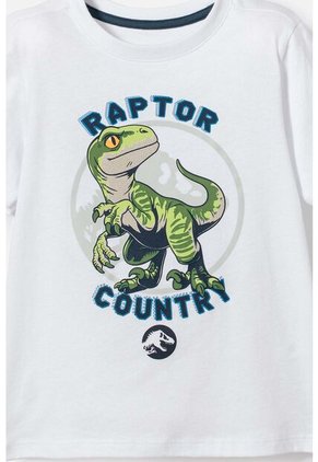 Conjunto De Jurassic World Blanco Y Azul De Pantalón Largo Para Niño 2T A 5T 5T