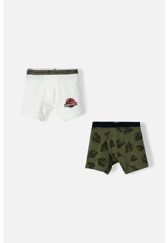 Pack X2 Boxer De Jurassic World Marfil Y Verde Para Niño 8 Universal