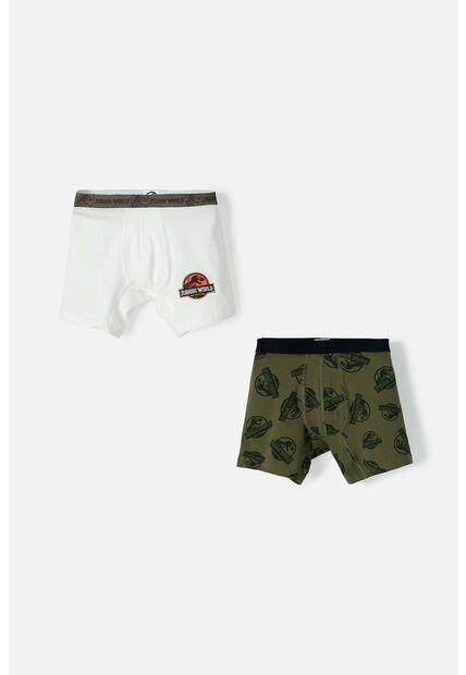 Pack X2 Boxer De Jurassic World Marfil Y Verde Para Niño 8