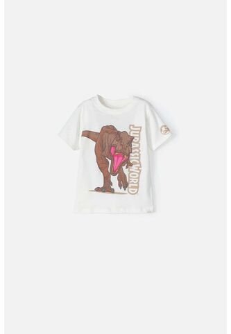 Camiseta De Jurassic Manga Corta Blanca Para Niño 2T A 5T 5T Universal
