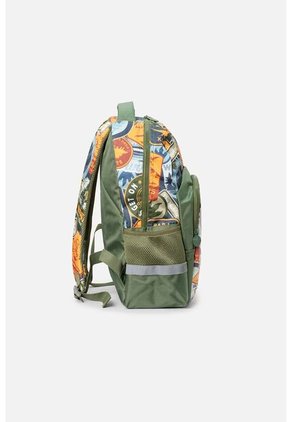 Morral De Jurassic 16.5"  Verde Y Naranja Para Niño U