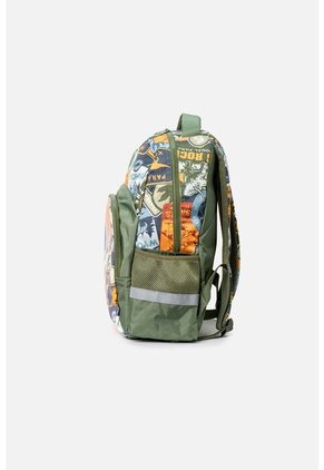 Morral De Jurassic 16.5"  Verde Y Naranja Para Niño U