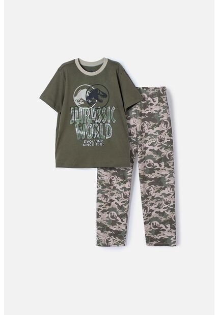Pijama De Jurassic World Verde De Camiseta Manga Corta Para Niño 12