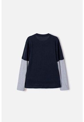 Camiseta De Jurassic World Manga Larga Azul Para Niño 10