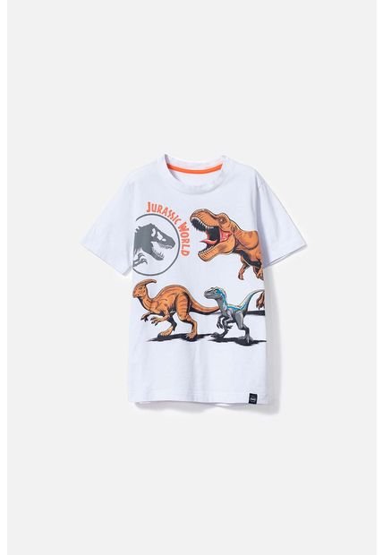 Camiseta Blanca Manga Corta De Jurassic World Para Niño  - Mic 8