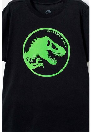 Camiseta De Jurassic World Negra Manga Corta Estampada Para Niño 12